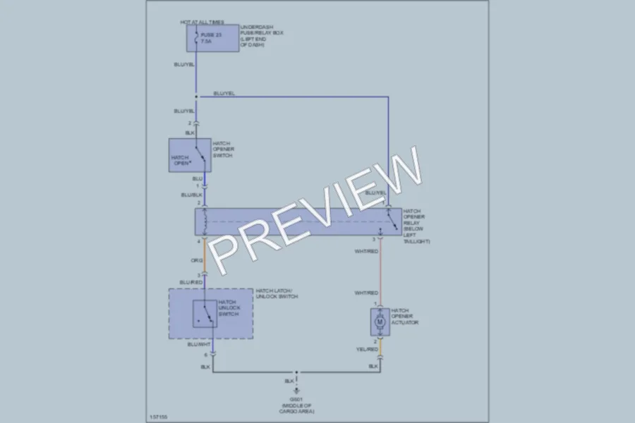 2004 Honda Insight Trunk Tailgate Fuel Door wiring diagram preview