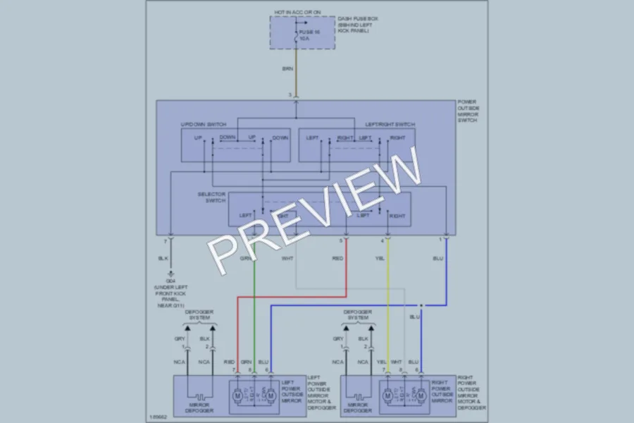 2004 Hyundai Accent Power Mirrors wiring diagram preview