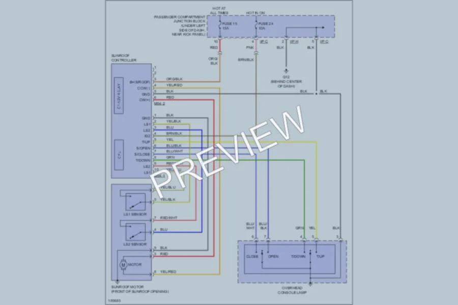 2004 Hyundai Elantra Power Top Sunroof wiring diagram preview