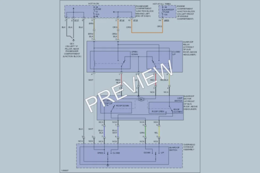 2004 Hyundai XG350 Power Top Sunroof wiring diagram preview