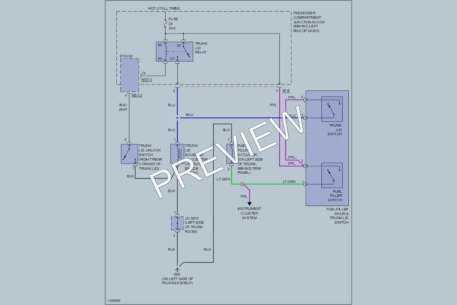 2004 Hyundai XG350 Trunk Tailgate Fuel Door wiring diagram preview