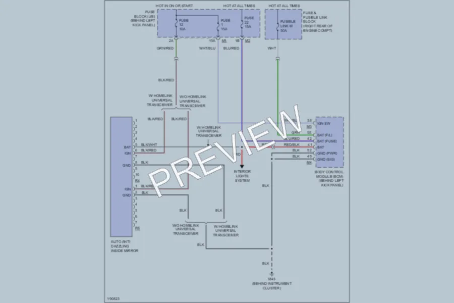 2004 Infiniti FX35 Power Mirrors wiring diagram preview