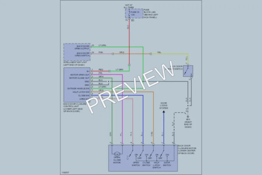 2004 Infiniti FX45 Trunk Tailgate Fuel Door wiring diagram preview