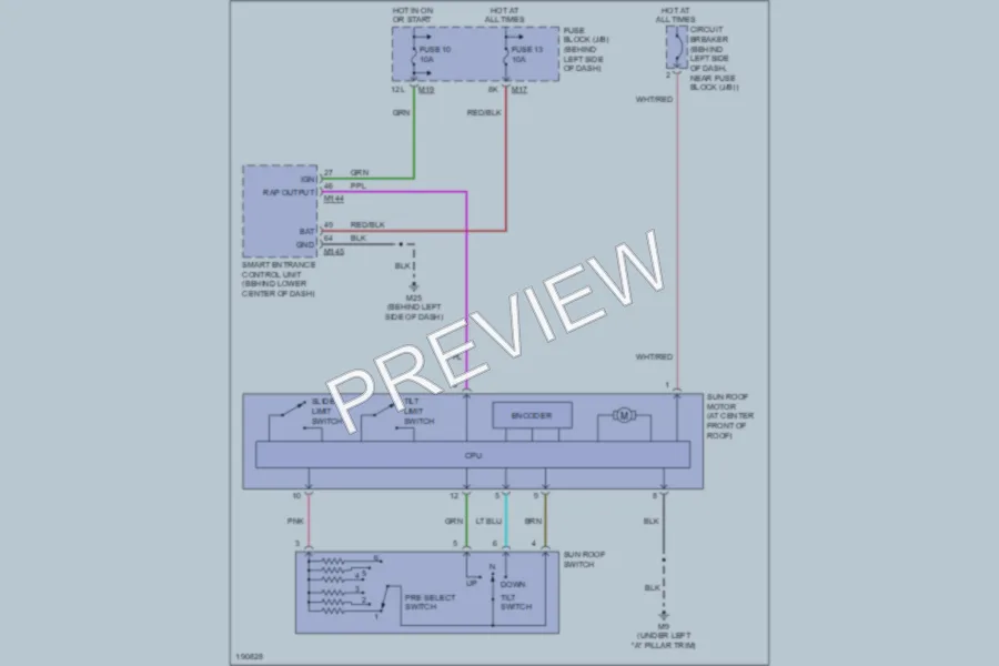 2004 Infiniti I35 Power Top Sunroof wiring diagram preview