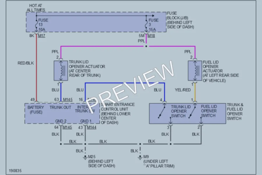 2004 Infiniti I35 Trunk Tailgate Fuel Door wiring diagram preview