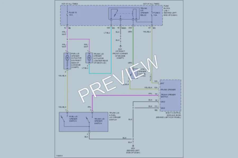 2004 Infiniti M45 Trunk Tailgate Fuel Door wiring diagram preview