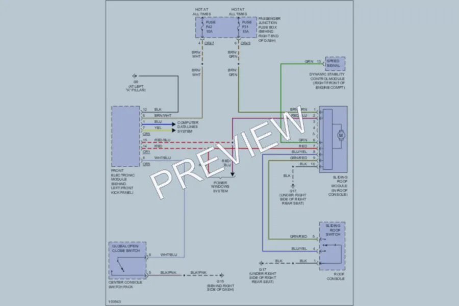 2004 Jaguar VandenPlas Power Top Sunroof wiring diagram preview