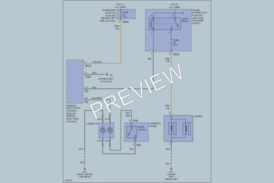 2004 Jaguar XType Horn wiring diagram preview