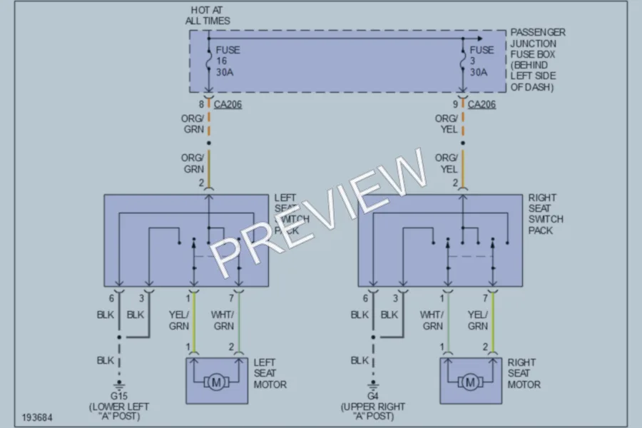 2004 Jaguar XType Power Seats wiring diagram preview