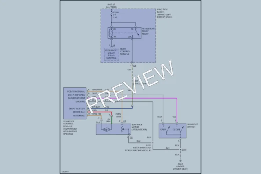 2004 Jeep GrandCherokee Power Top Sunroof wiring diagram preview