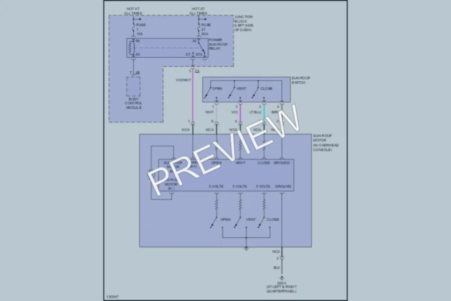 2004 Jeep Liberty Power Top Sunroof wiring diagram preview