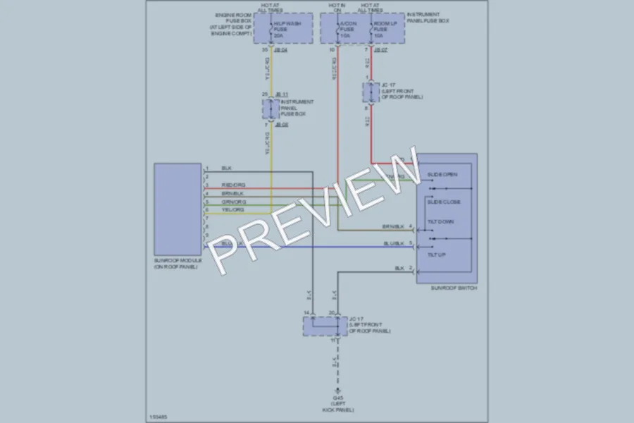 2004 Kia Amanti Power Top Sunroof wiring diagram preview