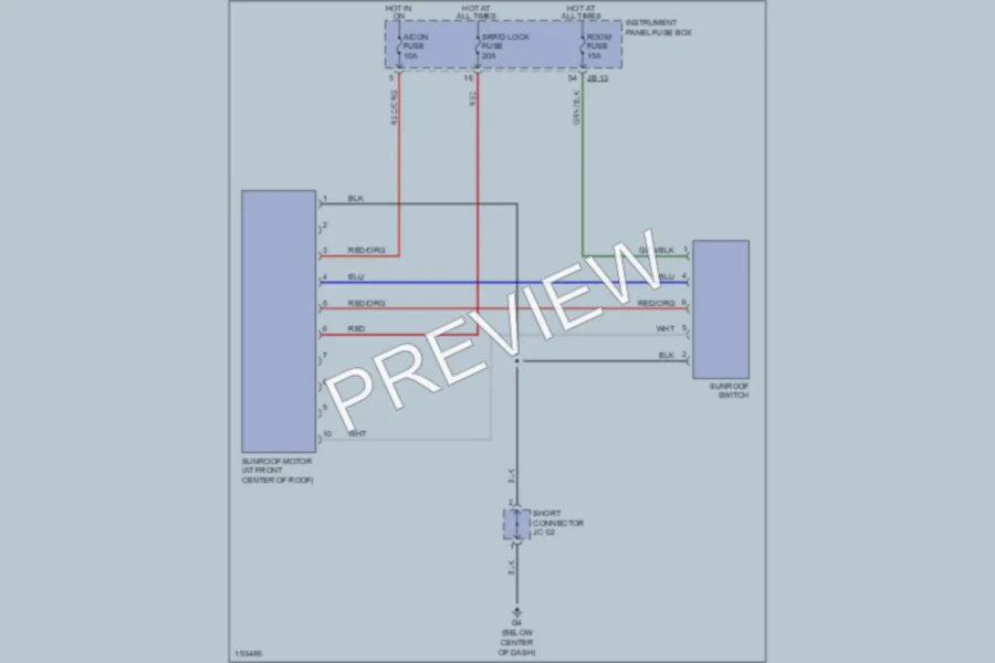 2004 Kia Spectra Power Top Sunroof wiring diagram preview