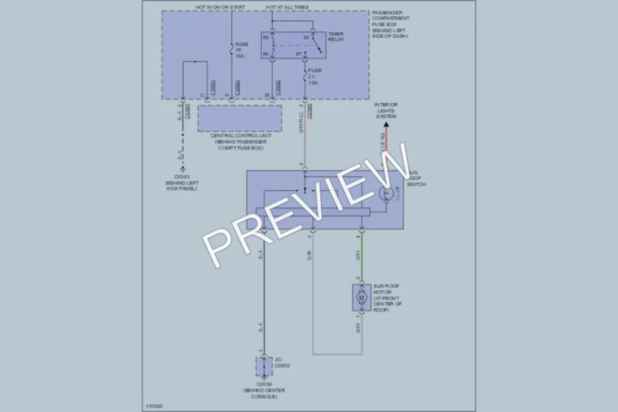 2004 LandRover Freelander Power Top Sunroof wiring diagram preview