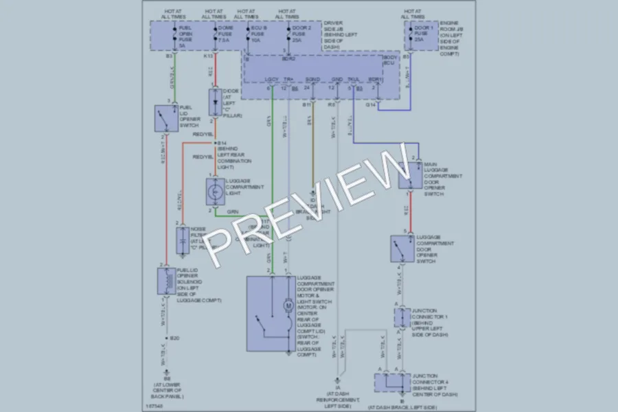 2004 Lexus ES330 Trunk Tailgate Fuel Door wiring diagram preview