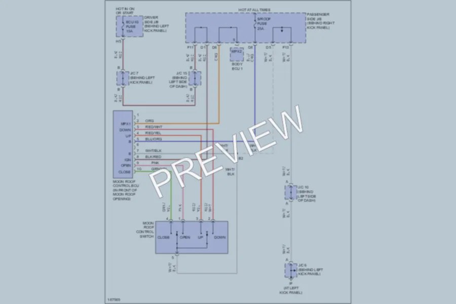 2004 Lexus GS300 Power Top Sunroof wiring diagram preview
