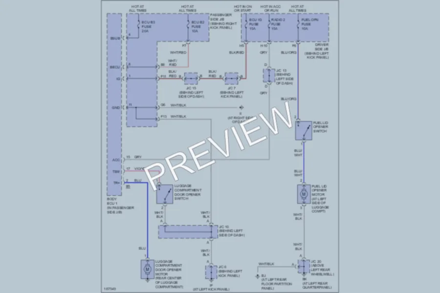2004 Lexus GS300 Trunk Tailgate Fuel Door wiring diagram preview