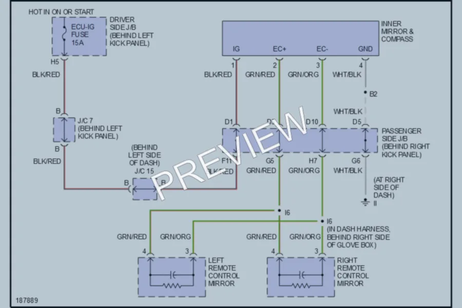 2004 Lexus GS430 Power Mirrors wiring diagram preview