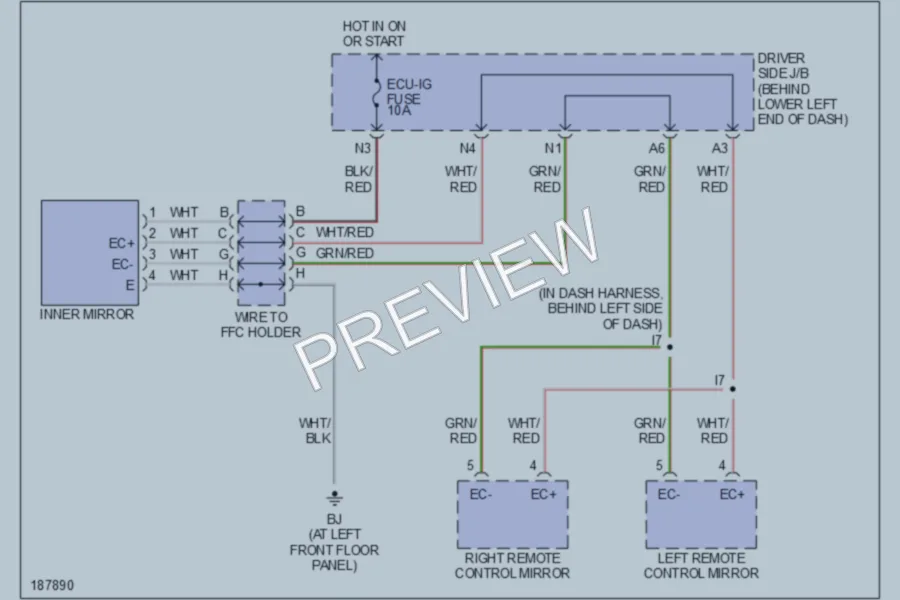 2004 Lexus IS300 Power Mirrors wiring diagram preview