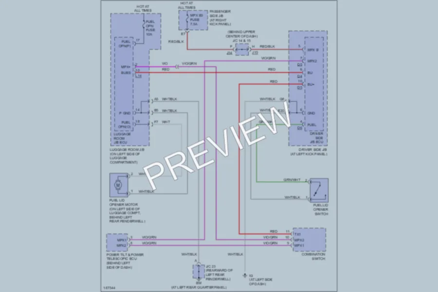 2004 Lexus LS430 Trunk Tailgate Fuel Door wiring diagram preview
