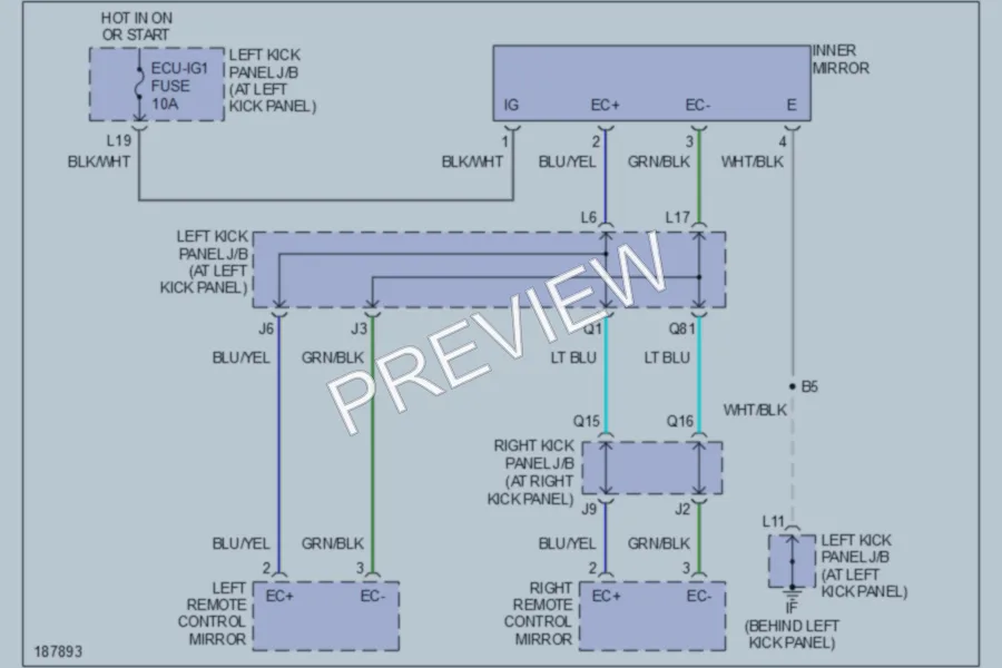 2004 Lexus LX470 Power Mirrors wiring diagram preview