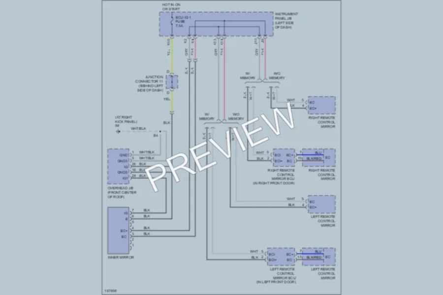 2004 Lexus RX330 Power Mirrors wiring diagram preview
