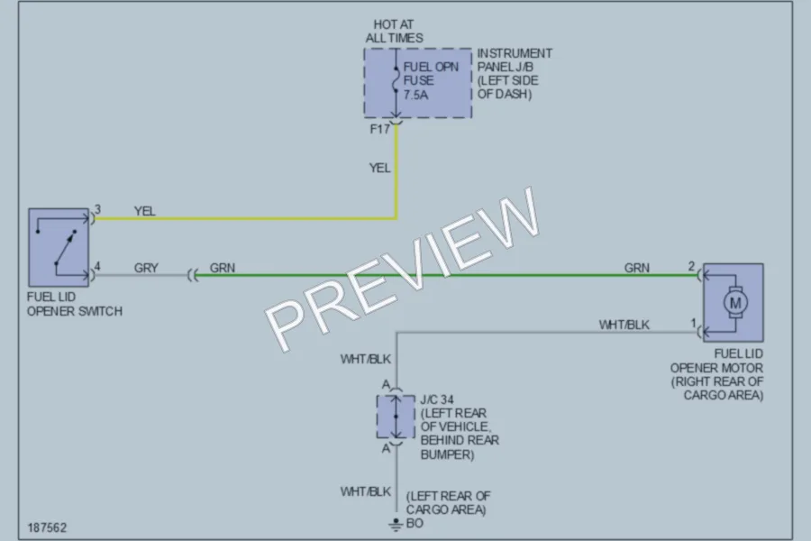 2004 Lexus RX330 Trunk Tailgate Fuel Door wiring diagram preview