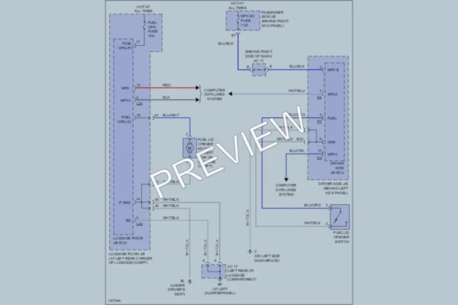 2004 Lexus SC430 Trunk Tailgate Fuel Door wiring diagram preview