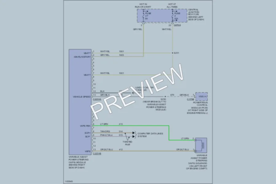 2004 Lincoln Aviator Electronic Power Steering wiring diagram preview