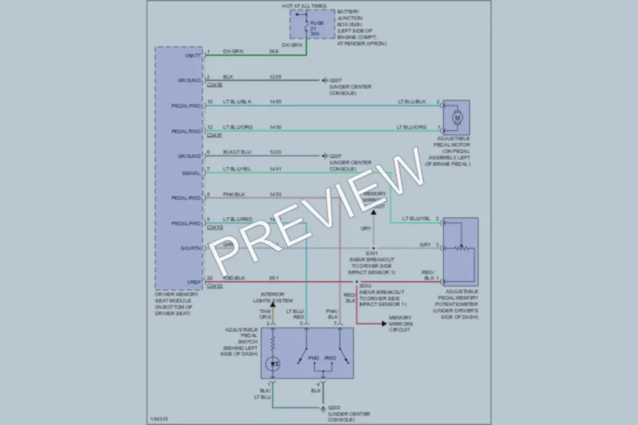 2004 Lincoln Aviator Memory Systems wiring diagram preview