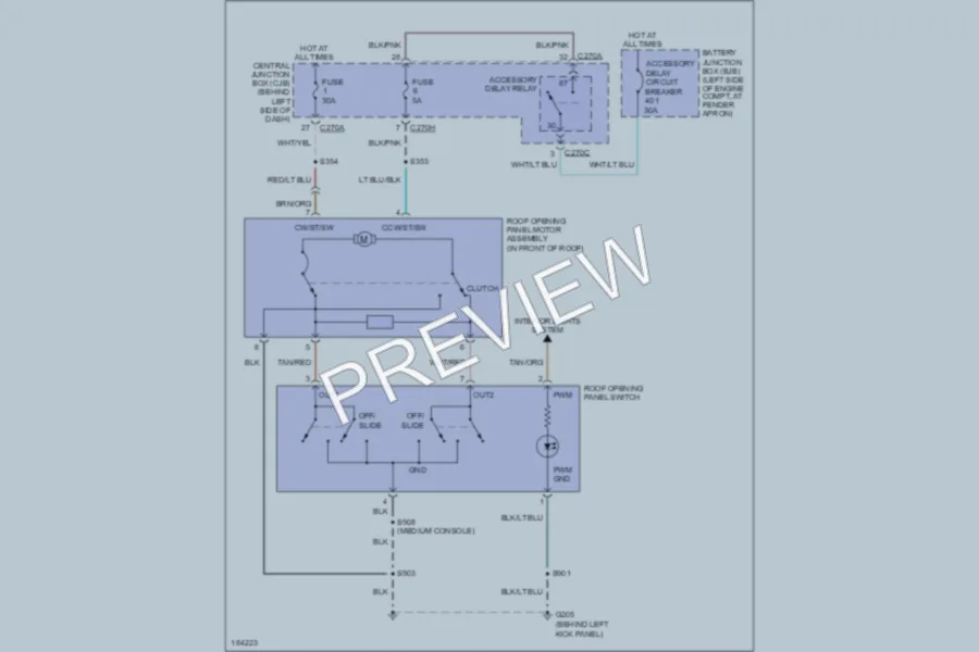 2004 Lincoln Aviator Power Top Sunroof wiring diagram preview