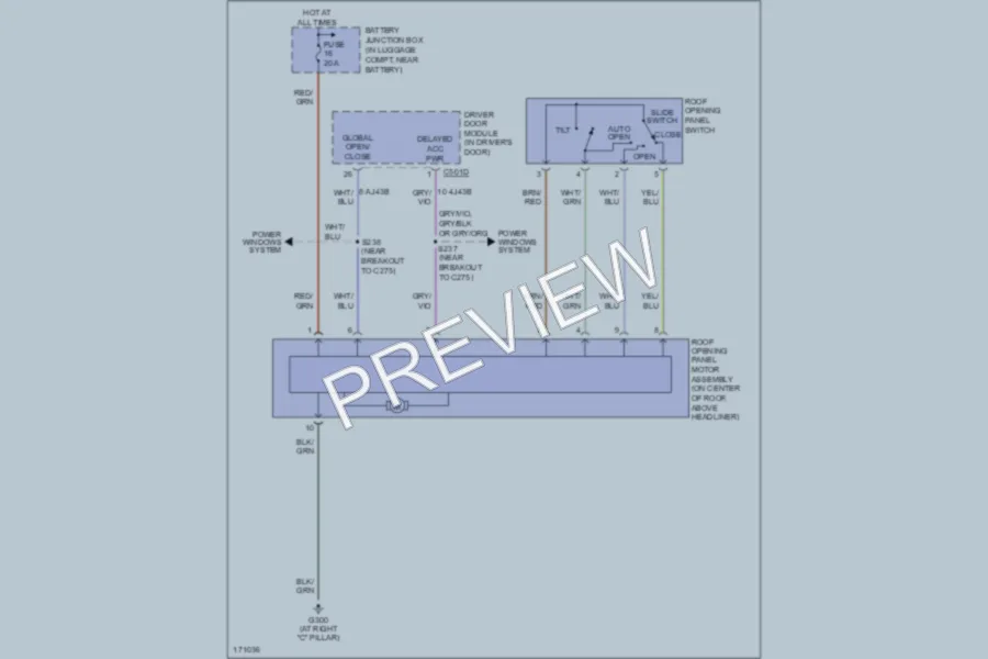 2004 Lincoln LS Power Top Sunroof wiring diagram preview