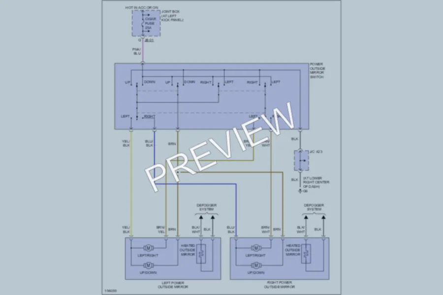 2004 Mazda MPV Power Mirrors wiring diagram preview