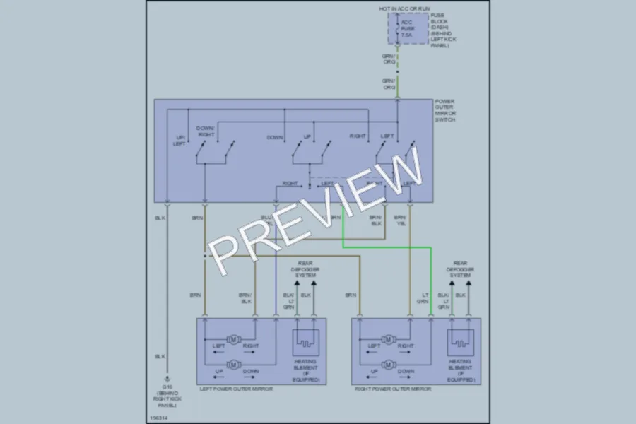 2004 Mazda RX8 Power Mirrors wiring diagram preview