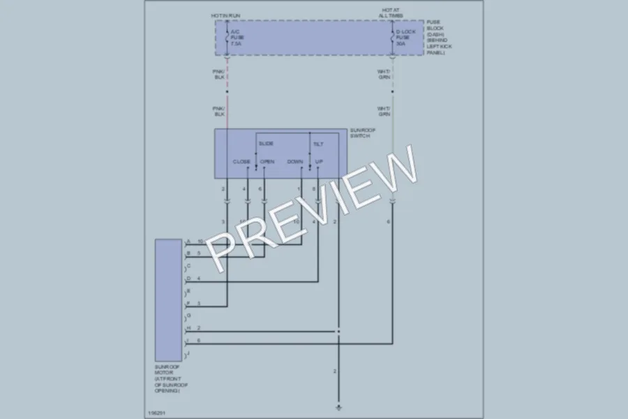 2004 Mazda RX8 Power Top Sunroof wiring diagram preview