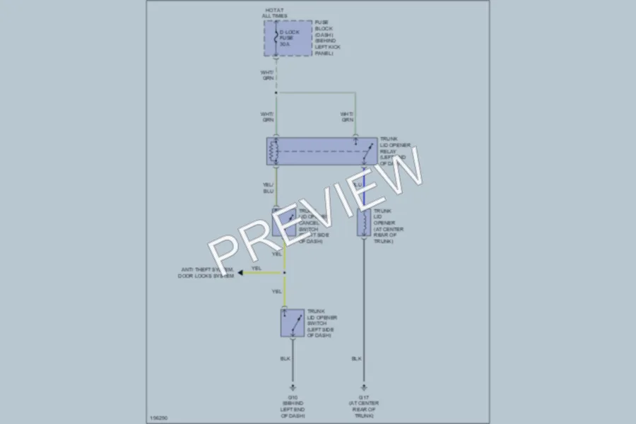 2004 Mazda RX8 Trunk Tailgate Fuel Door wiring diagram preview
