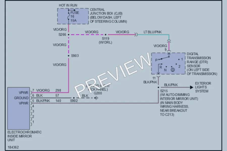 2004 Mercury GrandMarquis Power Mirrors wiring diagram preview