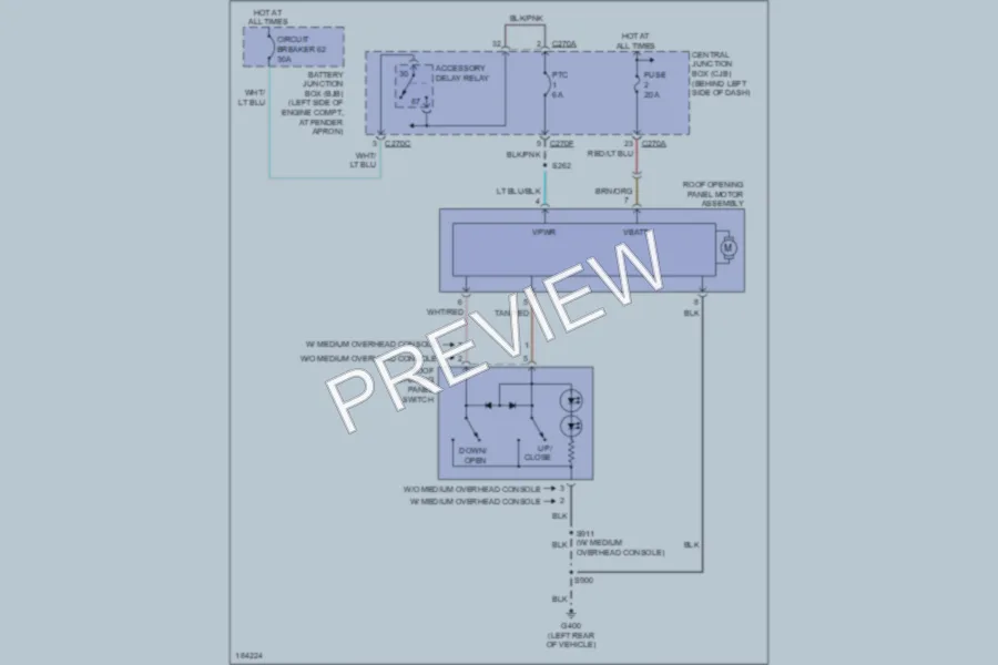 2004 Mercury Mountaineer Power Top Sunroof wiring diagram preview