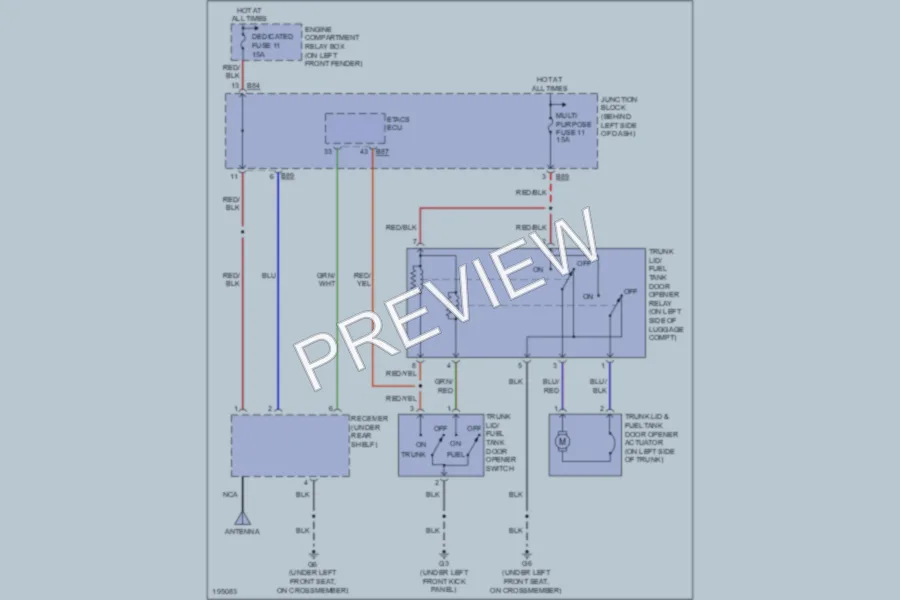 2004 Mitsubishi Diamante Trunk Tailgate Fuel Door wiring diagram preview