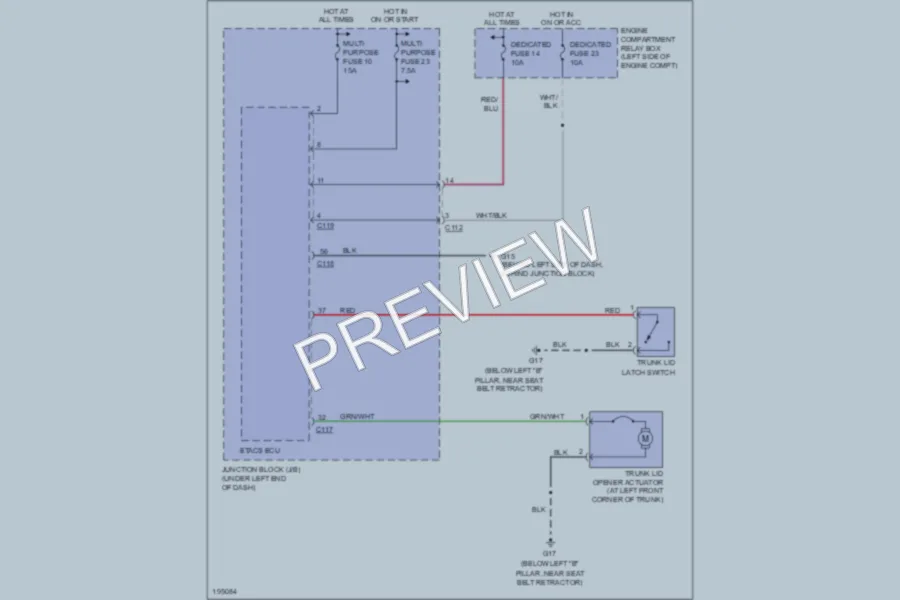 2004 Mitsubishi Eclipse Trunk Tailgate Fuel Door wiring diagram preview