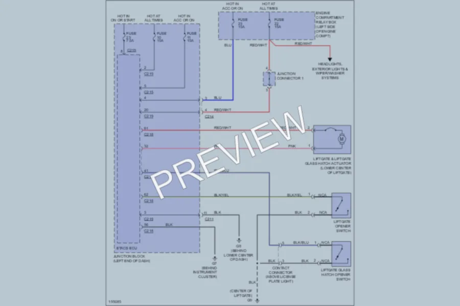 2004 Mitsubishi Endeavor Trunk Tailgate Fuel Door wiring diagram preview