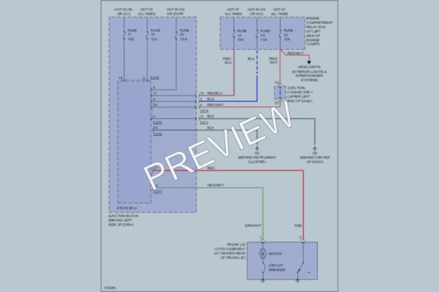 2004 Mitsubishi Galant Trunk Tailgate Fuel Door wiring diagram preview