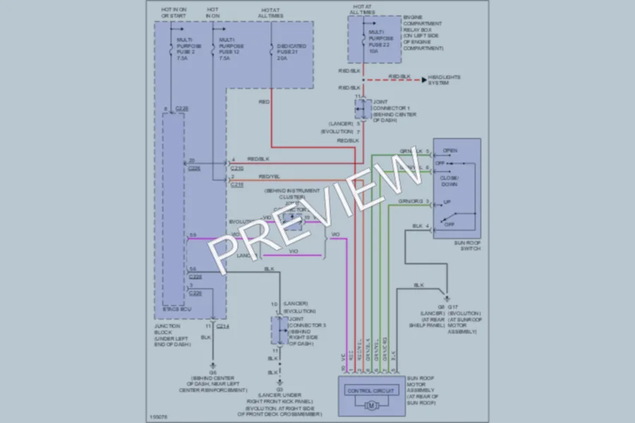 2004 Mitsubishi LancerEvolution Power Top Sunroof wiring diagram preview