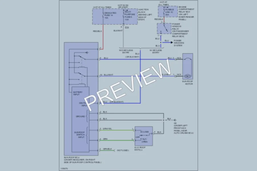 2004 Mitsubishi MonteroSport Power Top Sunroof wiring diagram preview