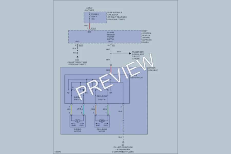 2004 Nissan 350Z Power Seats wiring diagram preview