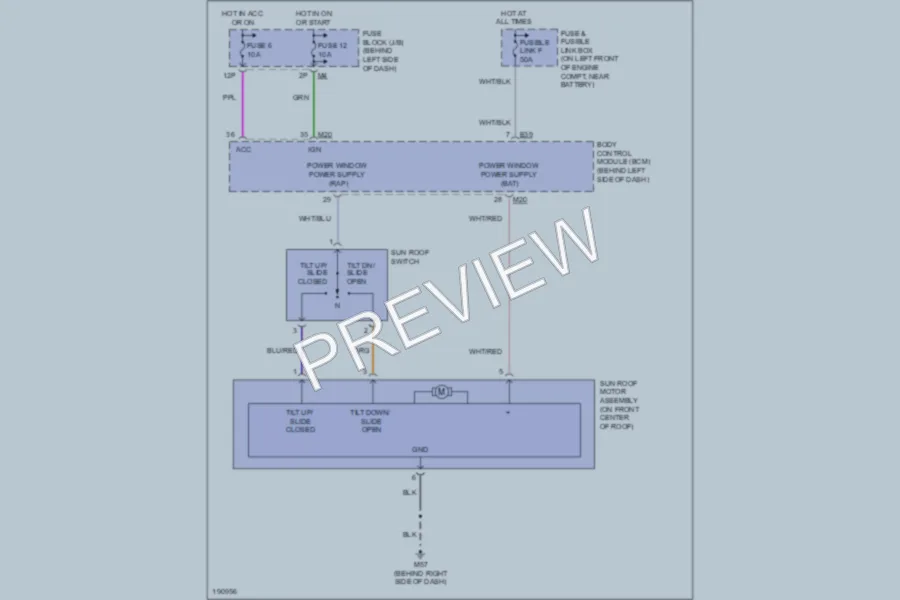 2004 Nissan Altima Power Top Sunroof wiring diagram preview