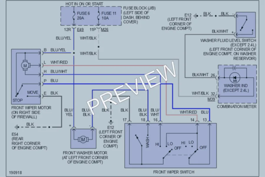 2004 Nissan Frontier Wiper Washer wiring diagram preview