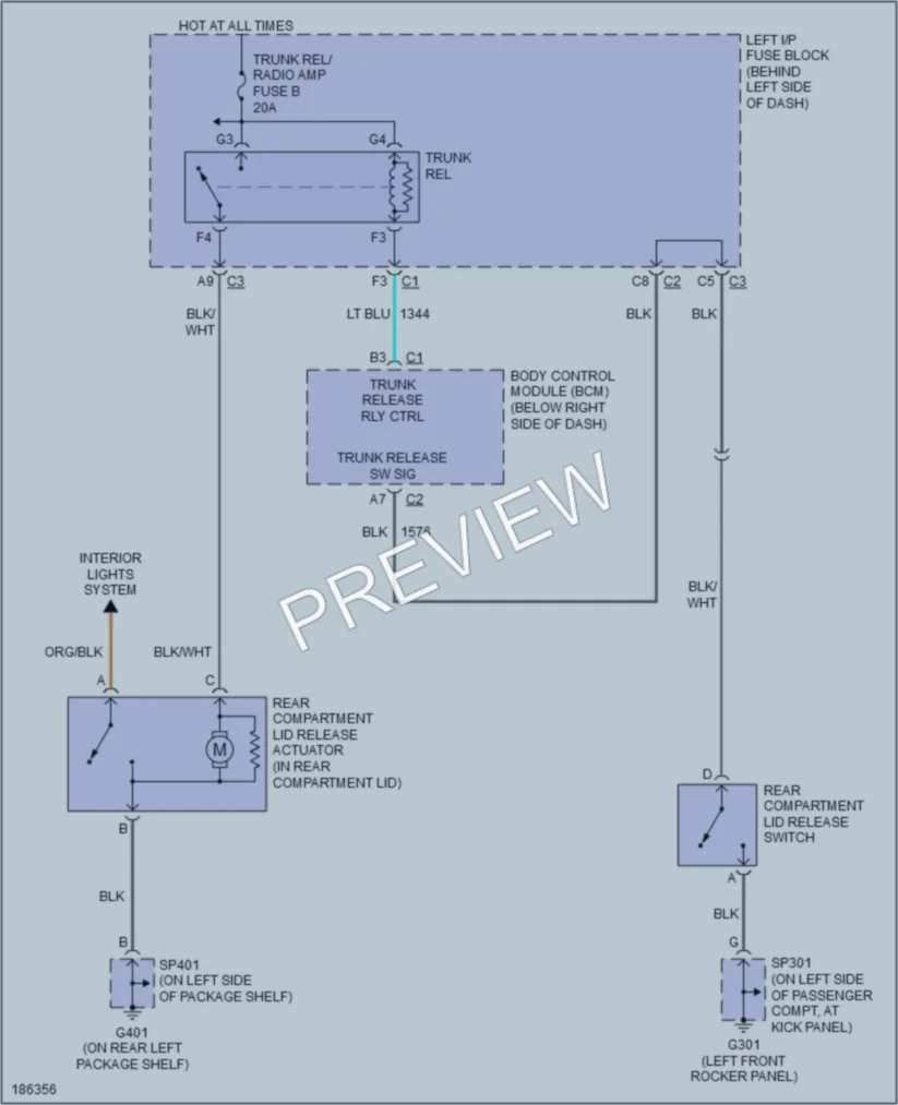 2004 Oldsmobile Alero Trunk Tailgate Fuel Door wiring diagram preview