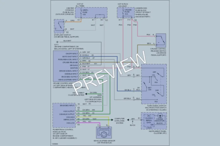 2004 Pontiac Aztek Cruise Control wiring diagram preview
