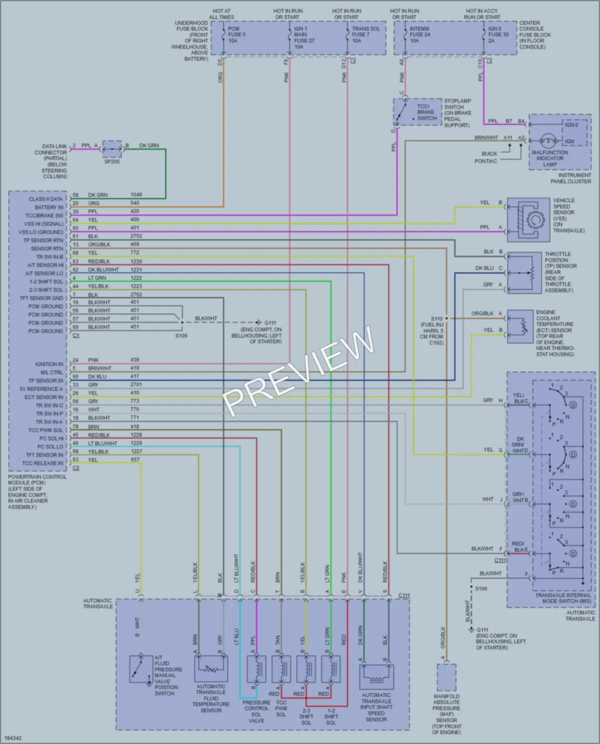 2004 Pontiac Aztek Transmission wiring diagram preview